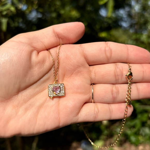 Jewelry - 18K Gold Plated Like Heart Bubble Diamond Charm Necklace